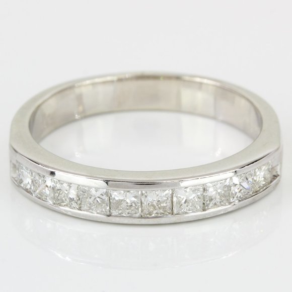 14k White Gold Princess-cut Diamond Wedding Band Ring by Paul Winston Jewelry - Picture 1 of 8